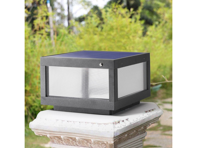 12' Black Solar Powered Led Post Cap Light, Modern Outdoor Led Fence Light for Pathways, Decks, and Patios (1-Pack)
