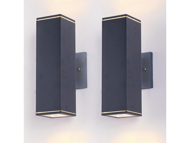 12in Outdoor Wall Lights 2 Packs,Modern Square Outdoor Porch Light,Square Cylinder Up Down Lights Aluminum Waterproof Wall Lighting Exterior Light...