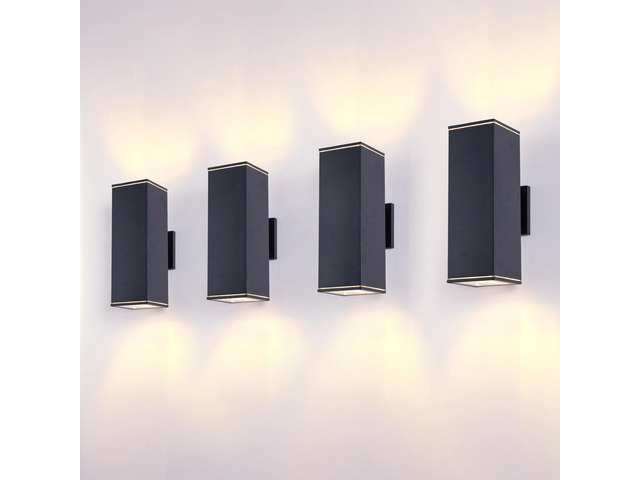 12in Outdoor Wall Lights 4 Packs,Modern Square Outdoor Porch Light,Square Cylinder Up Down Lights Aluminum Waterproof Wall Lighting Exterior Light...