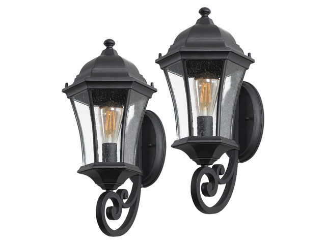 Outdoor Wall Lantern Light,Waterproof Outdoor Wall Sconce Black Metal Sconce with Clear Glass Shade for Garage Patio Front Door Balcony (2 Pack)