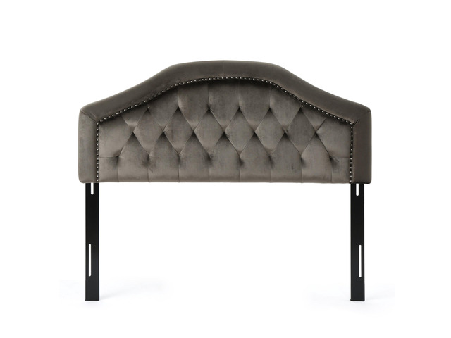 Tufted Upholstered Headboard Queen Size, Solid Wood Head Board With Durable Metal Legs, Adjustable Height Queen Headboard With Nailhead Trim In...