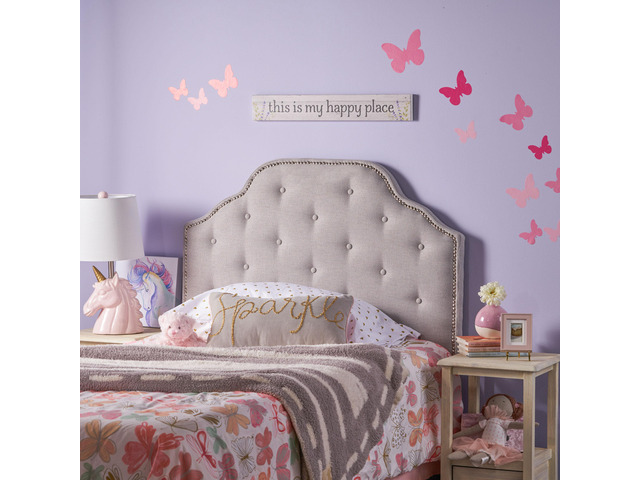 Tufted Upholstered Headboard Twin Size, Solid Wood Head Board With Durable Metal Legs, Adjustable Height Twin Headboard With Nailhead Trim,Fabric...