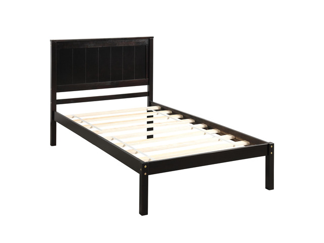 Platform Bed Frame With Headboard, Wood Slat Support, No Box Spring Needed,Twin, Espresso(Old Sku:Wf191418Aap)