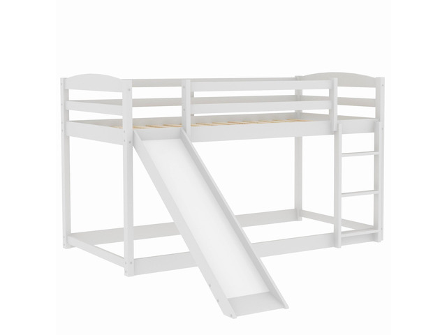 Twin Over Twin Bunk Bed With Convertible Slide And Ladder, White(Old Sku:Wf281725Aak)