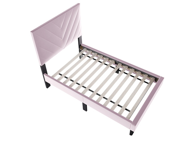 1Pc Twin Size Bed Adjustable Headboard Middle Support Legs Light Pink Finish Bedroom Furniture