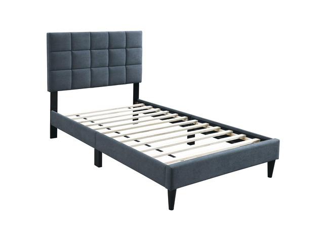 Luxurious Bed 1Pc Full Size Biscuit Tufting And Adjustable Headboard Charcoal Finish Bedroom Furniture