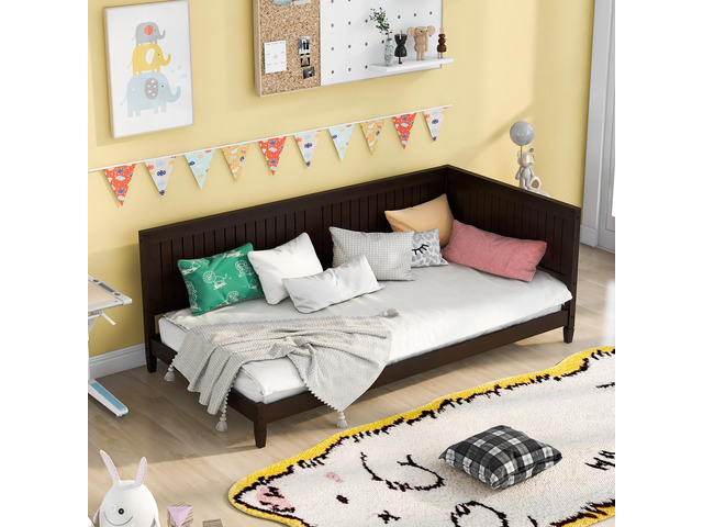 Twin Size Wood Daybed/Sofa Bed, Espresso