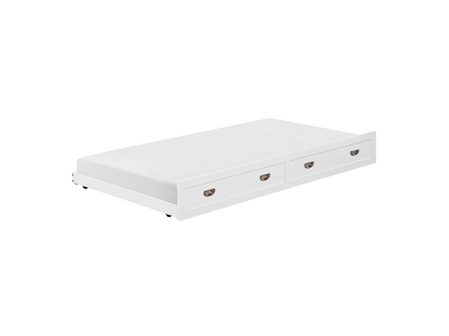 White Finish Trundle With Casters Movement Bedroom Furniture 1Pc
