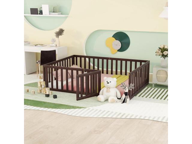 Full Size Wood Daybed Frame With Fence, Walnut(Old Sku:Wf289662Aal)