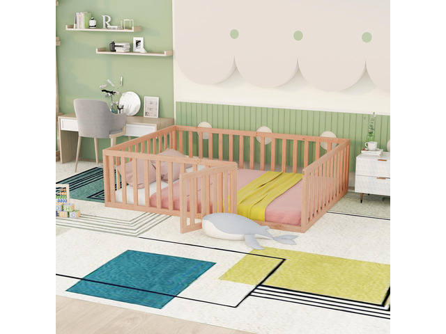 Full Size Wood Daybed Frame With Fence, Natural(Old Sku:Wf289662Aam)
