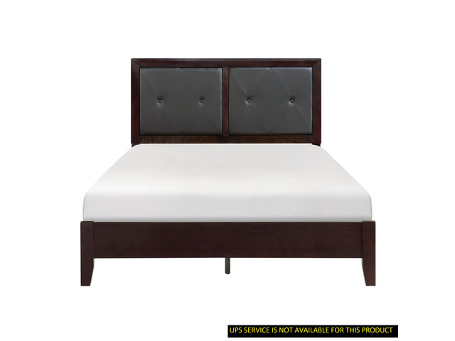 Espresso Finish 1Pc Queen Size Bed Faux Leather Upholstered Button-Tufted Headboard Contemporary Design Bedroom Furniture