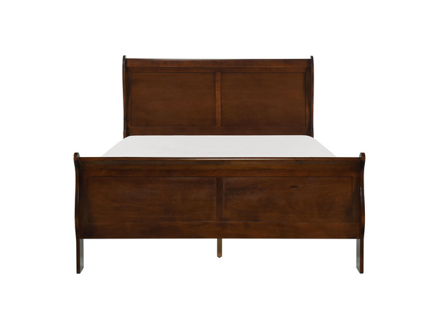Classic Louis Philipe Style Full Bed Brown Cherry Finish 1Pc Traditional Design Bedroom Furniture Sleigh Bed