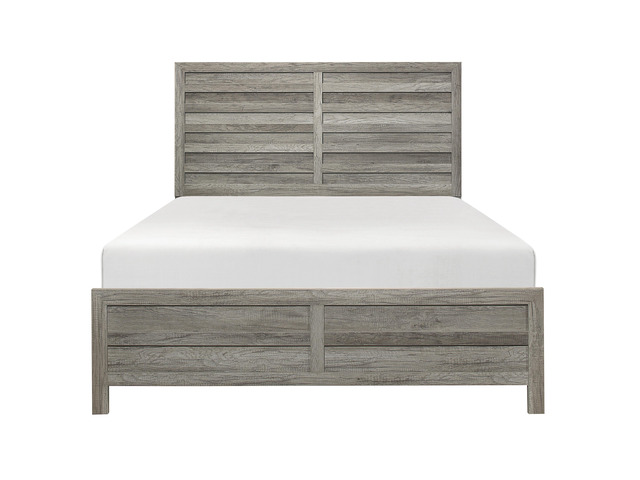 Weathered Gray Finish Queen Bed 1pc Wooden Rustic Style Bedroom Furniture