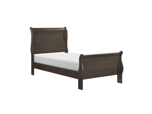 Classic Louis Philipe Style Twin Size Bed 1Pc Traditional Design Bedroom Furniture Stained Gray Finish Bed