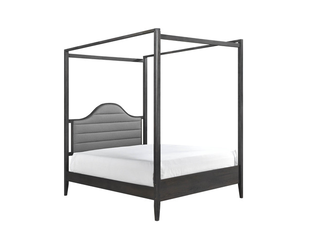 Upholstery Headboard Canopy Queen Bed 1Pc Wooden Bedroom Furniture