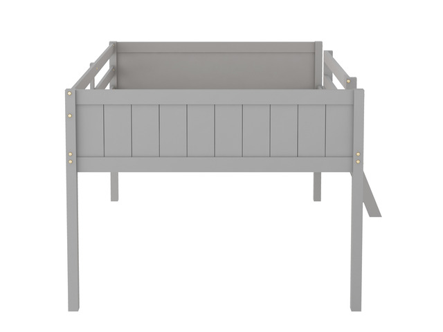 Full Size Wood Low Loft Bed With Ladder, Ladder Can Be Placed On The Left Or Right, Gray (Old Sku:Gx000366Aae)