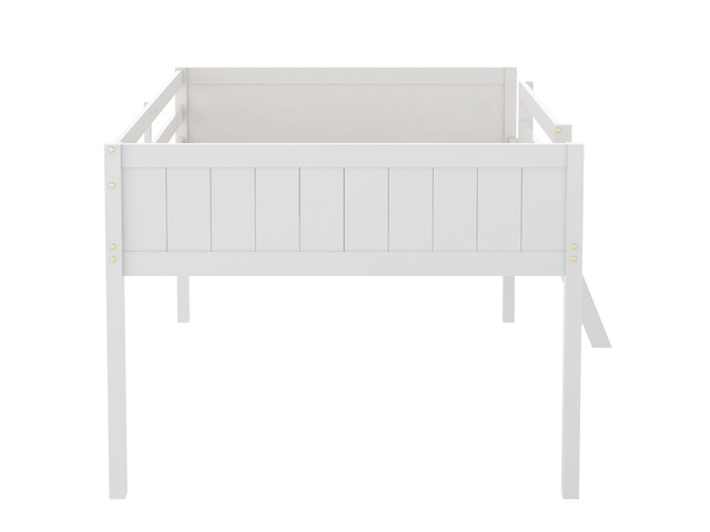 Full Size Wood Low Loft Bed With Ladder, Ladder Can Be Placed On The Left Or Right, White(Oid Sku: Gx000366Aak)