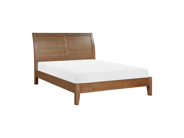 Transitional Bedroom Furniture 1Pc Queen Platform Bed Light Brown Finish Sleigh Headboard