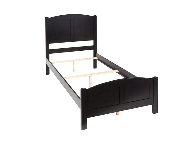 Black Color 1Pc Full Size Bed Youth Bedroom Furniture Unique Arch Design Headboard Footboard Rubberwood
