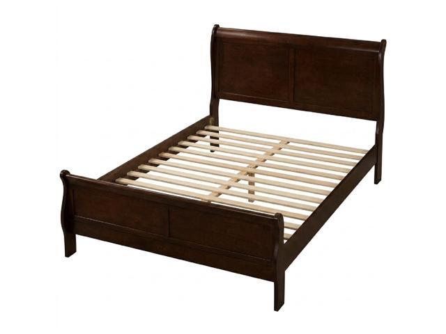 Twin Size Bed Cherry Louis Phillipe Solidwood 1Pc Bed Bedroom Sleigh Bed Bedroom Furniture Transitional Style
