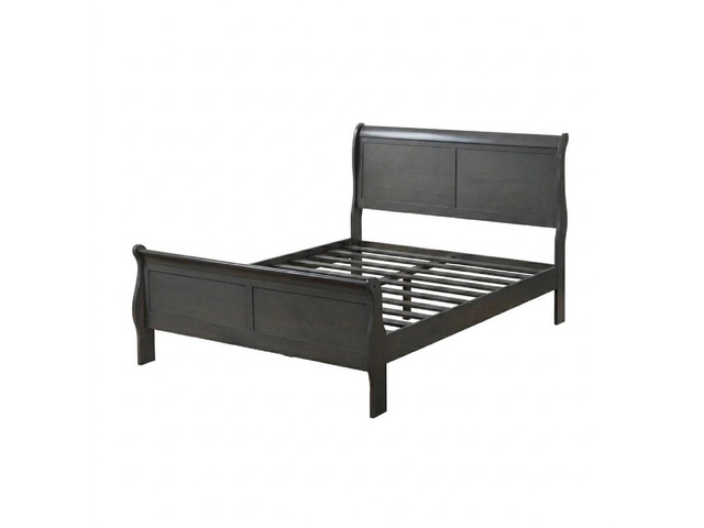Classic Contemporary Queen Size Bed Gray Louis Phillipe Solidwood 1Pc Bed Bedroom Sleigh Bed Furniture