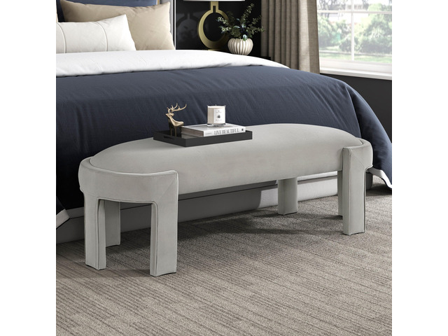 Stylish Upholstered Bench Taupe Velvet Fabric Foam Cushioned Seat Luxurious Comfort Home Furniture 1pc Durable Plywood Frame Entryway Bench