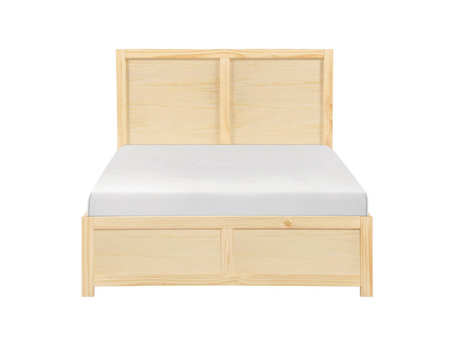 Contemporary Full Size Platform Bed Sleek Design Natural Pine Finish Wooden Bedroom Furniture 1Pc