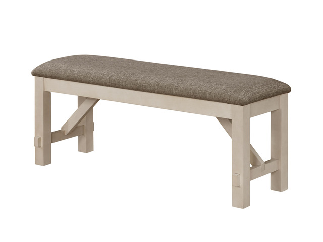 Cottage Style 1pc Upholstered Seat Chalk Gray Finish Bench Dining Room Bedroom Wooden Furniture Standard Height