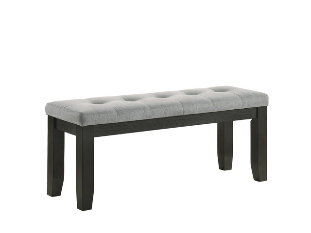 1Pc Contemporary Style Bench Gray Fabric Upholstery Tufted Tapered Wood Legs Bedroom Living Room Dining Room Furniture Wheat Charcoal Finish