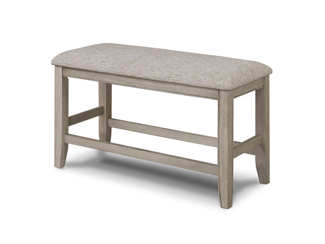 Farmhouse Style 1pc Tan / Beige Gray Color Counter Height Bench Footrest Upholstered Seat Wooden Furniture