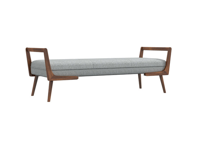 Modern Cora Mid Century Modern Gray Bench 20.5' H x 51.4' W x 19.3' D for Entryway, Living Room, Hallway