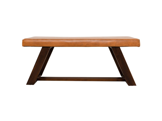 Marley Genuine Leather Bench In Tan