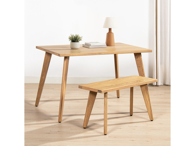 Capri 35.5' Solid Red Oak Wood Bench, Natural Brown Red Oak