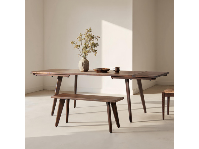 Capri 41.5' Solid Red Oak Wood Bench, Dark Brown Red Oak