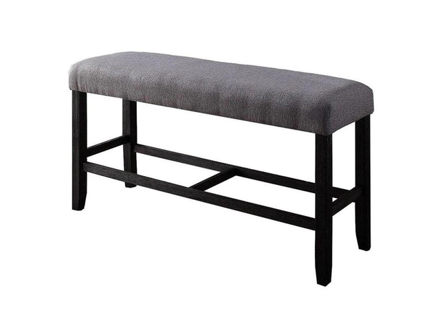 1pc Counter Height Bench Espresso Finish Wood Upholstered Padded Seat Apron Kitchen Dining Furniture Footrest Support