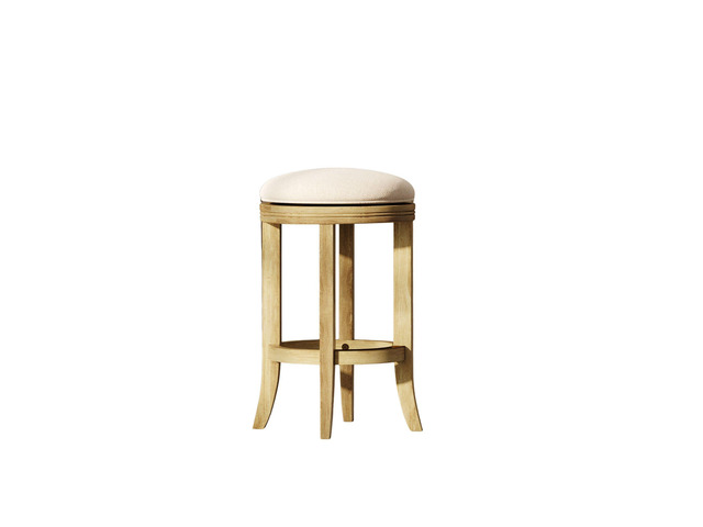 26in. Counter-Height Backless Wood Swivel Barstool with Upholstered Seat, Honeysuckle, 1PC