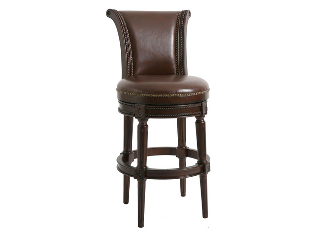 31in. Wood Bar-Height Swivel Barstool with High-Back, 1PC