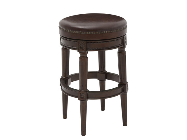 31in. Wood Backless Bar-Height Swivel Barstool, 1PC