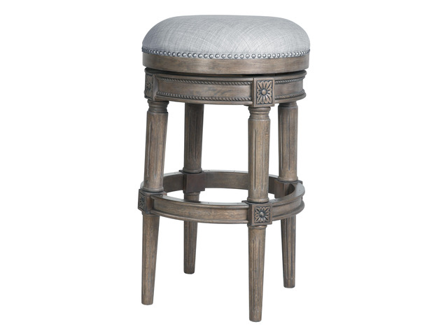 31'H Backless Swivel Bar Stool, Weathered Gray, 1PC