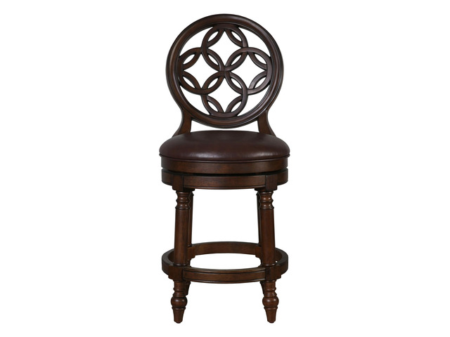 26' Wood Counter-Height Bar Stool with Back and Swivel Upholstered Seat, 1PC