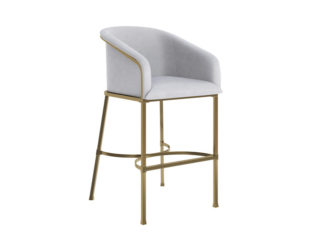 31' Modern Bar Stool, White Faux Leather with Gold Steel Frame, 1PC