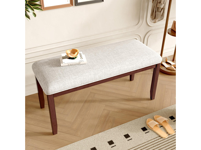 Upholstered Bench for Bedroom End of Bed,38-inch Entryway Bench for Living Room,Dining Bench with Padded Seat and Solid Wood Leg for Kitchen...