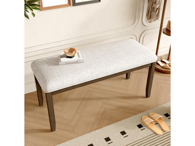 Upholstered Bench for Bedroom End of Bed,38-inch Entryway Bench for Living Room,Dining Bench with Padded Seat and Solid Wood Leg for Kitchen...