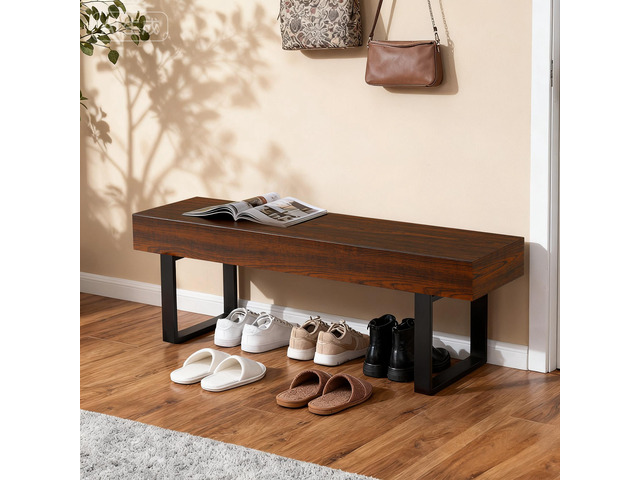 59' Wood Bench for Bedroom End of Bed, Farmhouse Indoor Kitchen Table Benches,Versatile Modern Shoe Bench for Entryway, Espresso