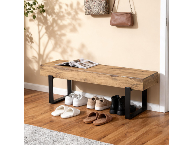 59' Wood Bench for Bedroom End of Bed, Farmhouse Indoor Kitchen Table Benches,Versatile Modern Shoe Bench for Entryway, Natural