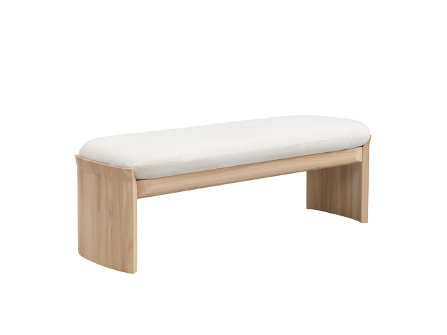 51.5 Inch Beige Rubber Wood Footstool For Bedroom and Living Room