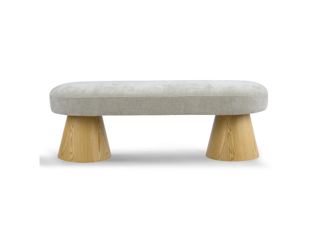 Dining Bench for Dining Room, Upholstered Bedroom End of Bed Entryway Bench Chenille Ottoman for Living Room, Oatmeal, 300 LBS Weight Capacity