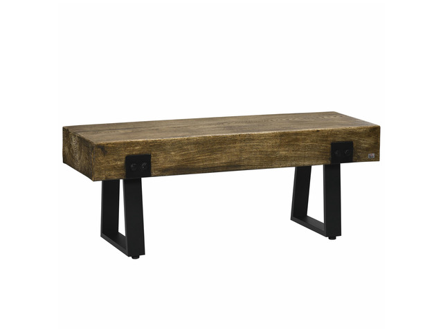 Garden Bench with Metal Legs, Rustic Wood Effect Concrete Entryway Bench, End of Bed Bench, Indoor Outdoor Use for Patio, Park, Porch and Lawn,...