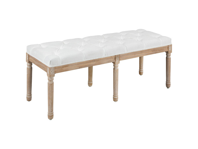 HOMCOM 46' End of Bed Bench, Upholstered Bedroom Bench, Cream White