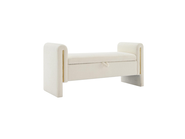 Modern Teddy Bed End Bench with Arms and Storage,Upholstered Large Foot Rest Stool, Comfy Window Vanity Bench for Living Room,Bedroom,Dorm,Coffee...